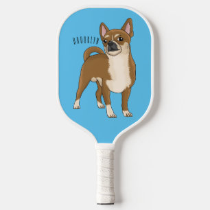 Chihuahua dog cartoon illustration pickleball paddle