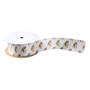 Chihuahua dog cartoon illustration  satin ribbon