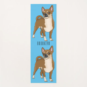 Chihuahua dog cartoon illustration yoga mat
