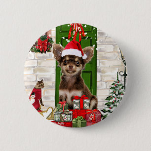 Chihuahua Dog Christmas  2 Inch Round Button
