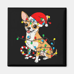 Chihuahua Dog Christmas Lights Santa Xmas Pet Dog  Magnet