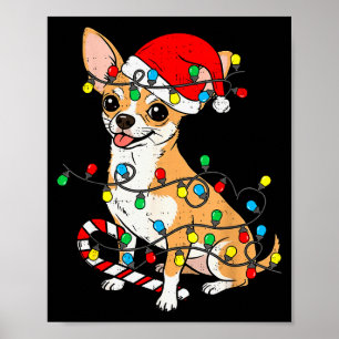 Chihuahua Dog Christmas Lights Santa Xmas Pet Dog Poster