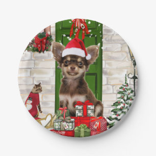 Chihuahua Dog Christmas  Paper Plate