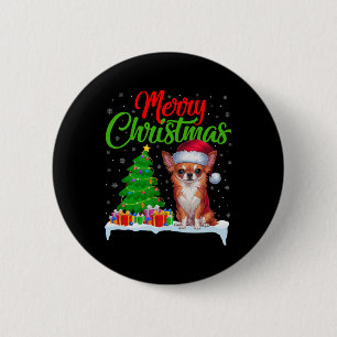 Chihuahua Dog Christmas Tree Lights Xmas Chihuahua 2 Inch Round Button