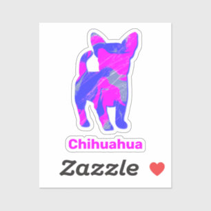 Chihuahua Dog Crazy Hot rose et Blue Cut Sticker
