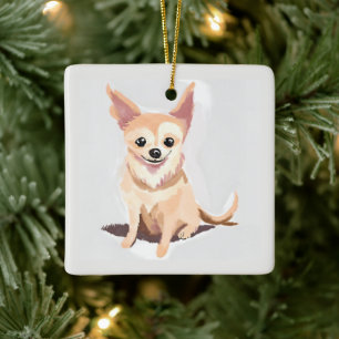Chihuahua Dog   Cute Dog Pet Puppy Watercolor Ceramic Ornament