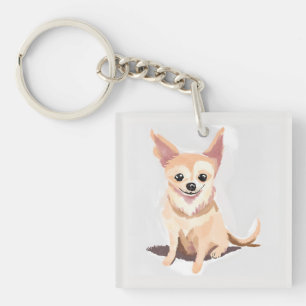 Chihuahua Dog   Cute Dog Pet Puppy Watercolor Keychain