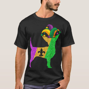 Chihuahua Dog Dad Mom Lover Funny Mardi Gras Party T-Shirt