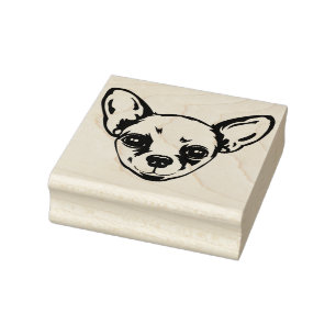 Chihuahua Dog Face Silhouette Rubber Stamp