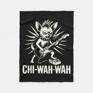 Chihuahua Dog Guitarist Wah Pedal Punk Rocker Fleece Blanket