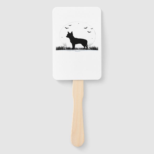 Chihuahua Dog � Halloween Moon Silhouette Classic  Hand Fan (Front)