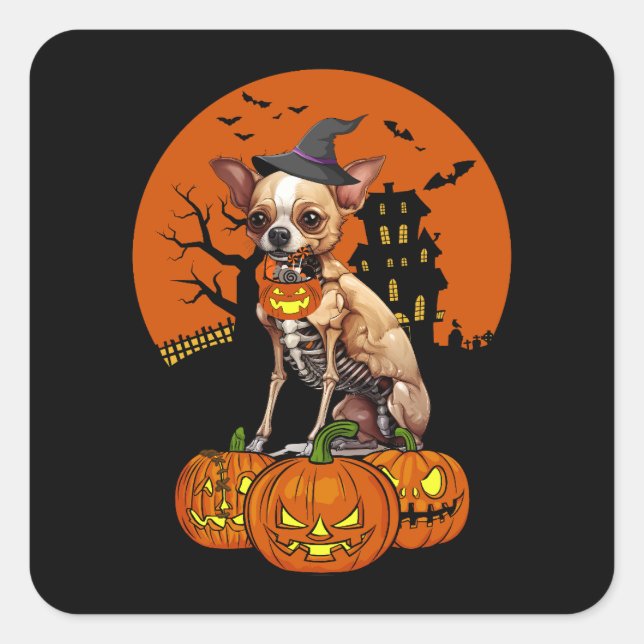 Chihuahua Dog Halloween Square Sticker (Front)