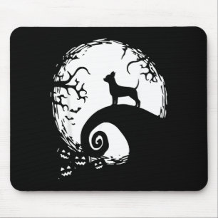 Chihuahua Dog Halloween with Moon Pumpkin Mouse Pad