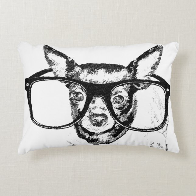 Chihuahua Dog Illustration Drawing Accent Pillow (Front)