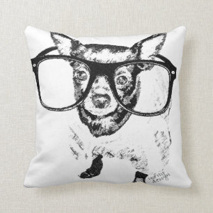 Chihuahua Dog Illustration Drawing Throw Pillow