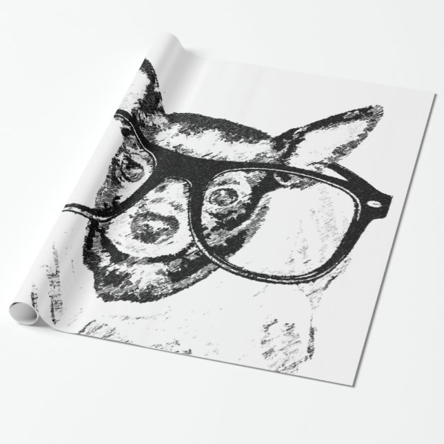 Chihuahua Dog Illustration Drawing Wrapping Paper (Unrolled)