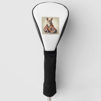Chihuahua Dog In Japanese Kimono Robe Illustration Golf Head Cover