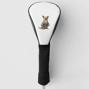 Chihuahua Dog In Japanese Kimono Robe Illustration Golf Head Cover