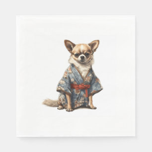 Chihuahua Dog In Japanese Kimono Robe Illustration Napkin