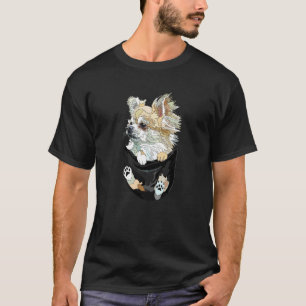 Chihuahua Dog In Pocket Chiwawa Lover Long Hair Ch T-Shirt