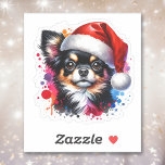 Chihuahua Dog in Santa Hat Christmas<br><div class="desc">If you love Chihuahua and want cute Christmas stickers then here ya go! Cute watercolor style ai art chihuahua in Santa Hat.</div>
