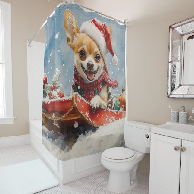 Chihuahua Dog in Sledge Let it Snow Christmas (In Situ)
