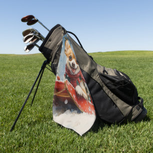 Chihuahua Dog in Sledge Let it Snow Christmas Golf Towel