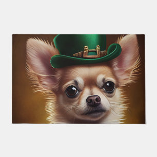 Chihuahua Dog in St. Patrick's Day Dress Doormat