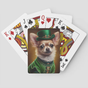 Chihuahua Dog in St. Patrick's Day Dress Playing Cards