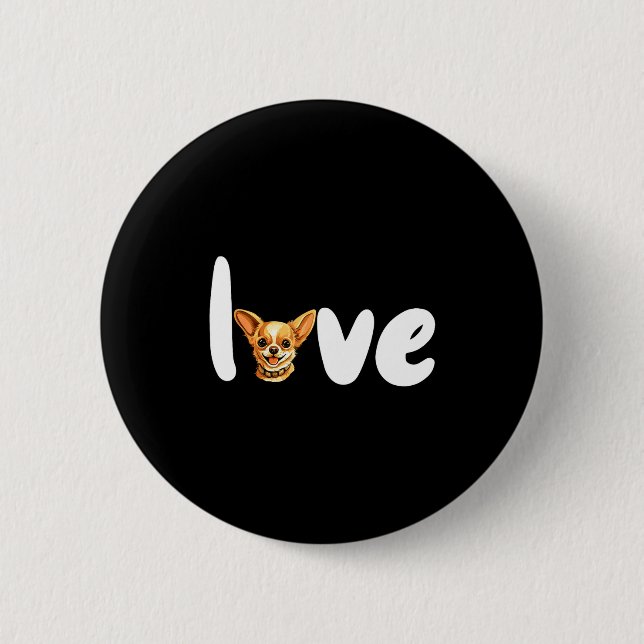 Chihuahua Dog Love For Valentines Day  2 Inch Round Button (Front)