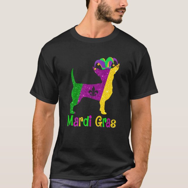 Chihuahua Dog Lover Mardi Gras Carnival Jester Pre T-Shirt (Front)