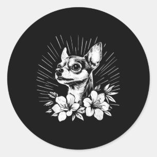 Chihuahua Dog Lover Retro Style Tattoo _1 Classic Round Sticker
