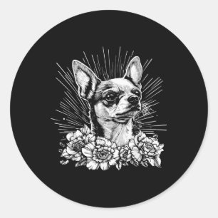 Chihuahua Dog Lover Retro Style Tattoo  Classic Round Sticker
