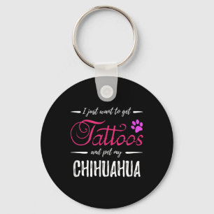 Chihuahua Dog Lover Tattoo Funny Dog Mom Gift Idea Keychain