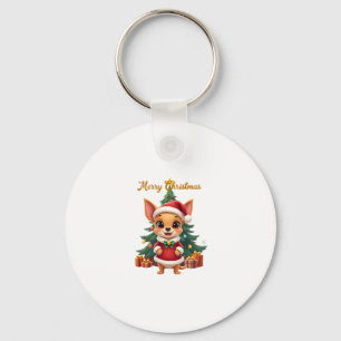 Chihuahua Dog Merry Christmas Keychain