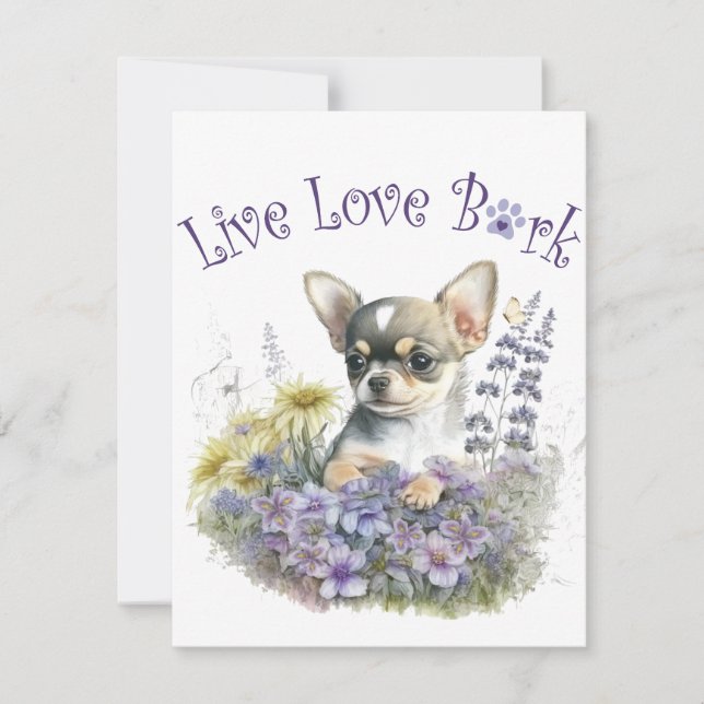 Chihuahua Dog Mom Floral Card (Front)