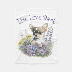 Chihuahua Dog Mom Floral Fleece Blanket