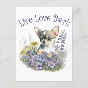 Chihuahua Dog Mom Floral Postcard