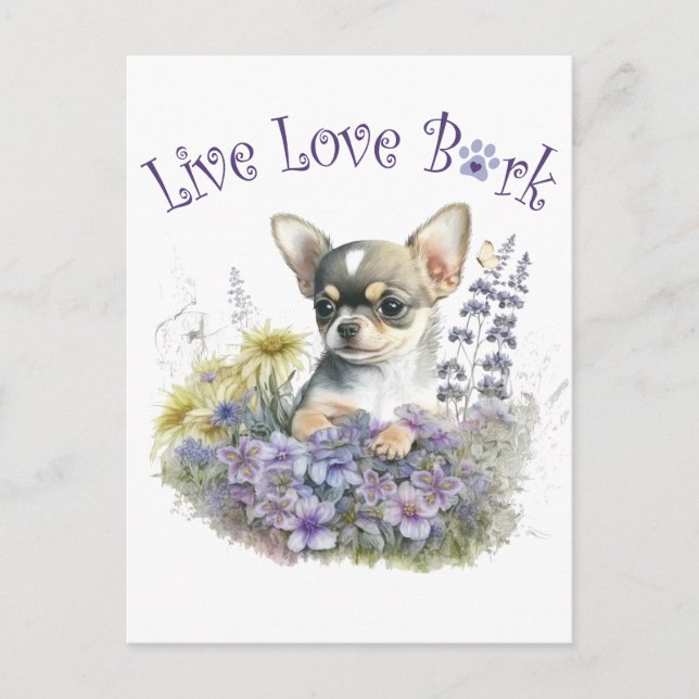 Chihuahua Dog Mom Floral Postcard (Front)