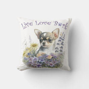 Chihuahua Dog Mom Floral Throw Pillow