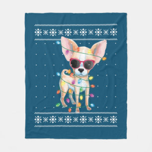 Chihuahua Dog Mom Women Christmas Ugly Sweater Fleece Blanket