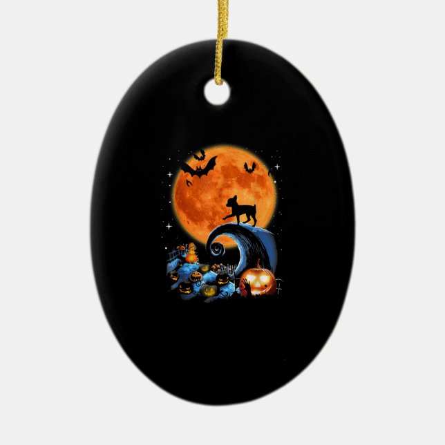 chihuahua dog moon pumpkin halloween costume gift ceramic ornament (Front)