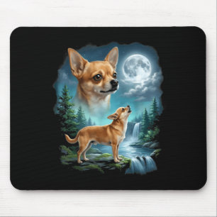 Chihuahua dog moonlit night art chihuahua howling mouse pad