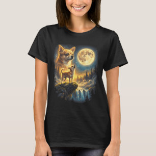 Chihuahua Dog Moonlit Night Art Chihuahua Howling T-Shirt