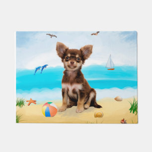 Chihuahua Dog on Beach Doormat