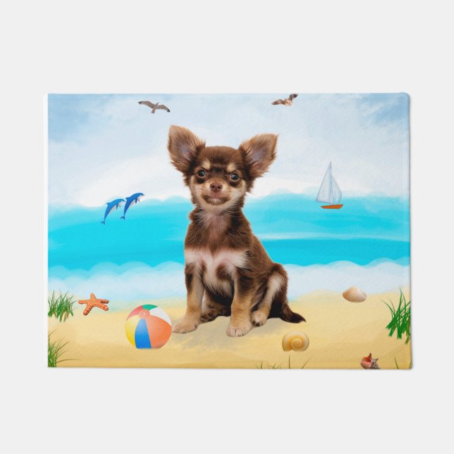 Chihuahua Dog on Beach Doormat (Front)