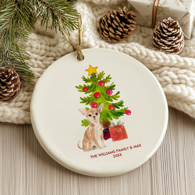 Chihuahua Dog Personalized Christmas Ceramic Ornament (Creator Uploaded)