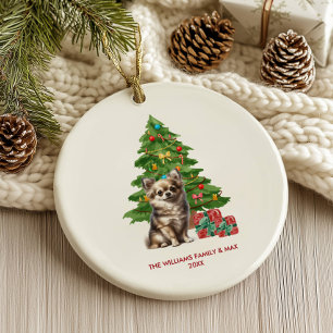 Chihuahua Dog Personalized Christmas Ceramic Ornament
