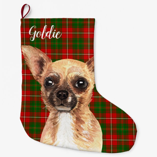 Chihuahua Dog Personalized Large Christmas Stocking (Front)