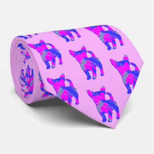 Chihuahua Dog Pink Silhouette Pink Neck Tie